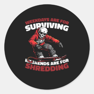 Snowboard - Snowboarding Winter Sports Snowboarder Classic Round Sticker