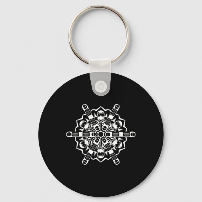 Snowboard Snowflake Winter Sports Mountain Half-pi Key Ring (Front)