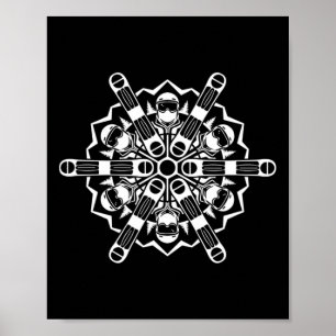 Snowboard Snowflake Winter Sports Mountain Half-pi Poster