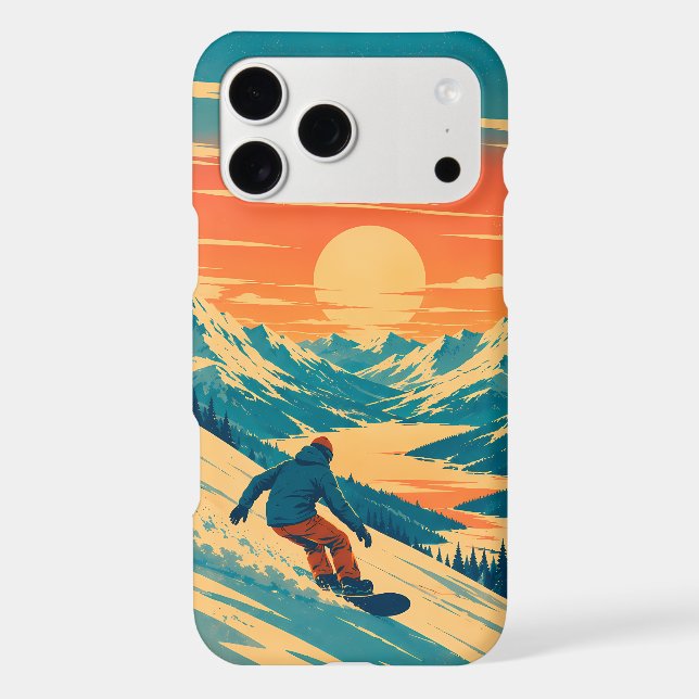 Snowboard Sunset Mountain Landscape iPhone 17 Case (Back)