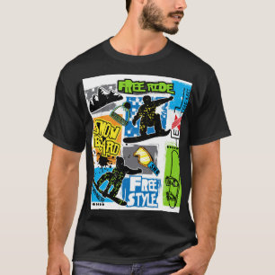 Snowboard Typography: Extreme Kid's Background. T-Shirt
