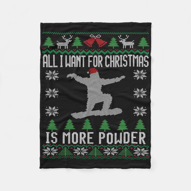 Snowboard Ugly Christmas Snowboarding Gift Snowboa Fleece Blanket (Front)