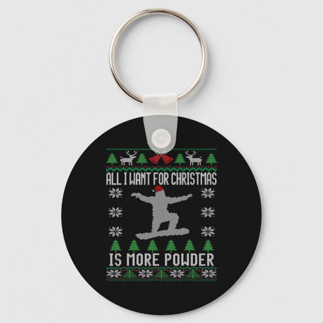 Snowboard Ugly Christmas Snowboarding Gift Snowboa Key Ring (Front)