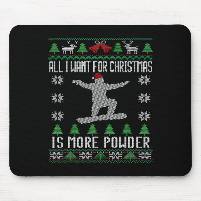 Snowboard Ugly Christmas Snowboarding Gift Snowboa Mouse Mat (Front)