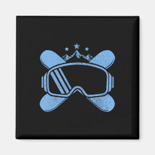 Snowboard - Vintage Mountains Goggles Snowboarding Magnet