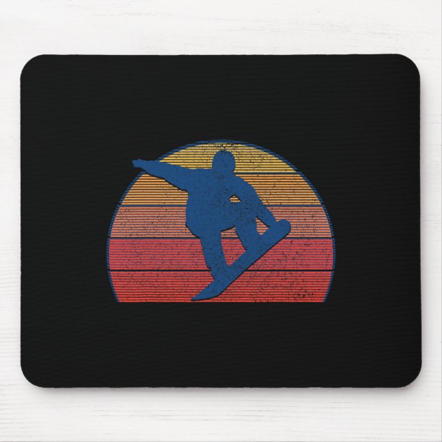Snowboard Vintage Retro Freestyle Snowboarding  Mouse Mat (Front)