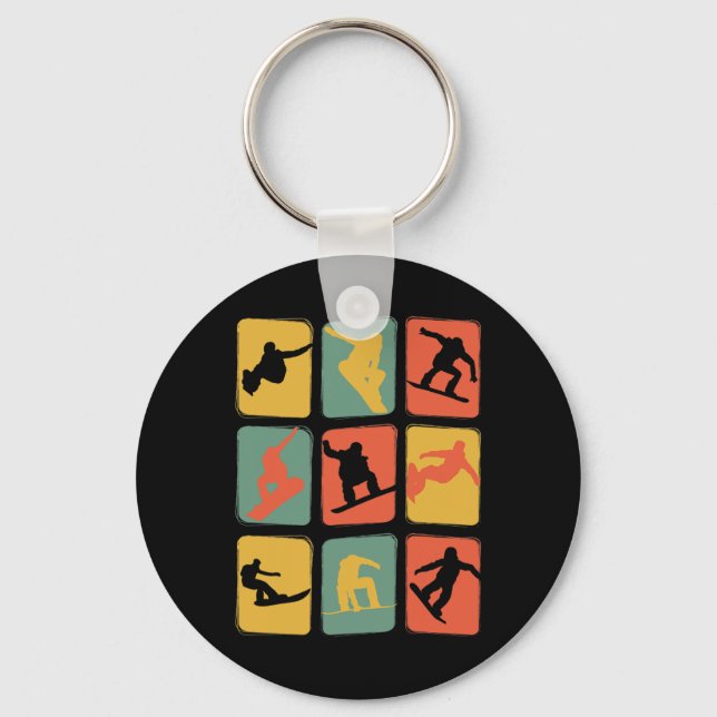 Snowboard Vintage Retro Snowboarding  Key Ring (Front)