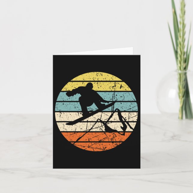 Snowboard Vintage Snowboarder Snowboarding Winter  Card (Front)