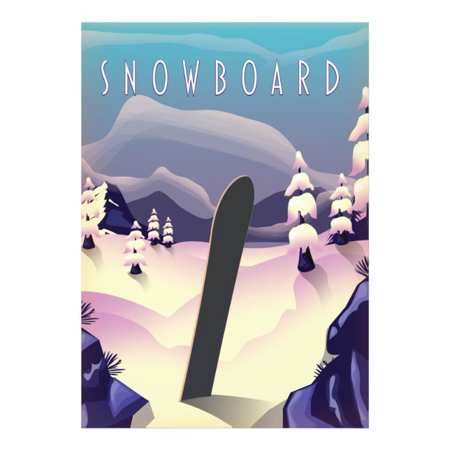 Snowboard vintage style travel poster (Front)