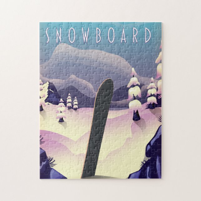 Snowboard vintage style travel poster jigsaw puzzle (Vertical)