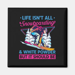 Snowboard White Powder Retro 90s 80s Snowboarding  Magnet