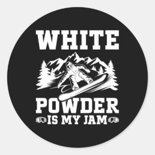 Snowboard White Powder Snow Winter Snowboarding Classic Round Sticker