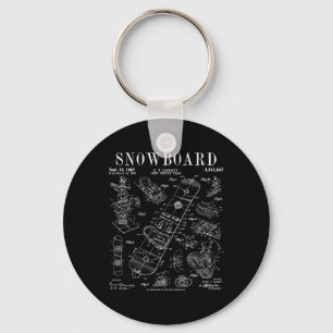 Snowboard Winter Snowboarding Vintage Patent Drawi Key Ring