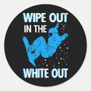 Snowboard Wipe Out In The White Out Ski Resort Sno Classic Round Sticker