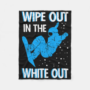 Snowboard Wipe Out In The White Out Ski Resort Sno Fleece Blanket