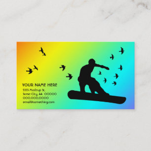 snowboard with birds business card