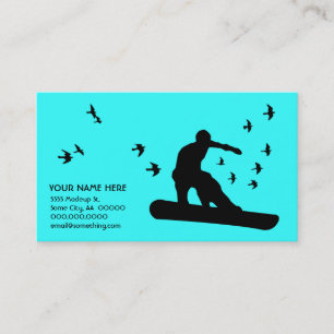 snowboard with birds : colour customisable business card