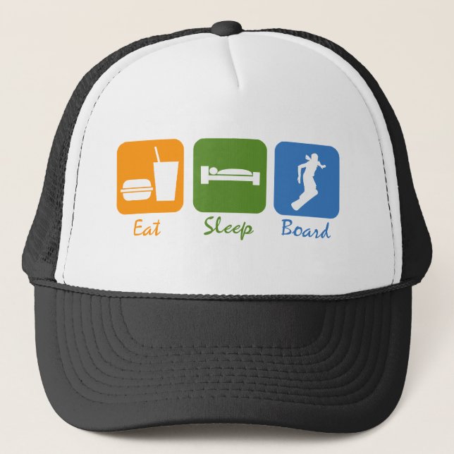 SnowBoardChick Eat Sleep Board Trucker Hat (Front)
