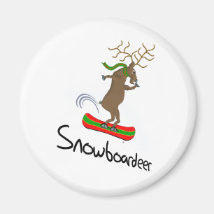 Snowboardeer Funny Snowboarding Reindeer Magnet