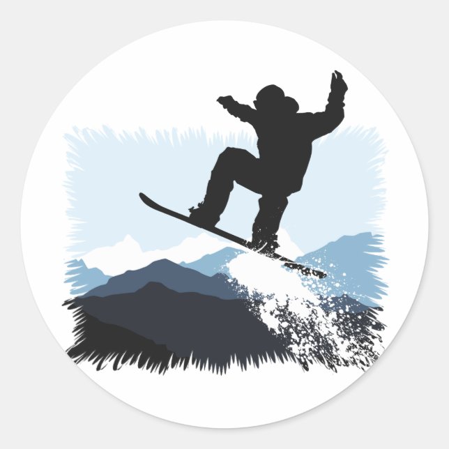Snowboarder Action Jump Classic Round Sticker (Front)