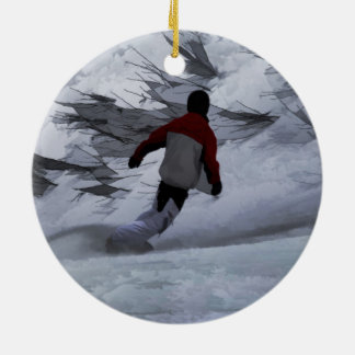 Snowboarder "Carving the Mountain" Winter Sports Ceramic Tree Decoration