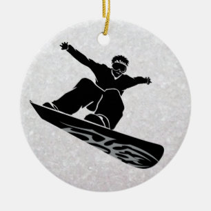 snowboarder ceramic tree decoration