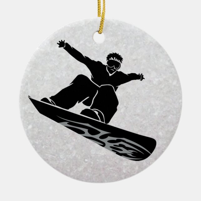snowboarder ceramic tree decoration (Front)