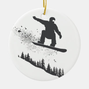 Snowboarder Ceramic Tree Decoration
