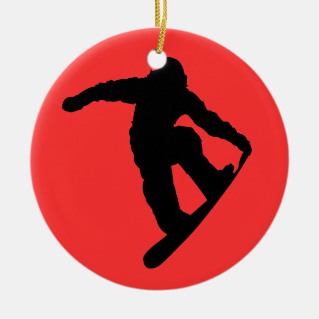 Snowboarder Ceramic Tree Decoration (Front)