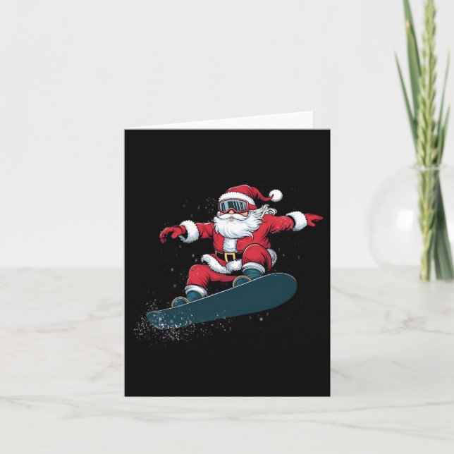 Snowboarder Christmas Santa Claus Snowboard Snowbo Card (Front)