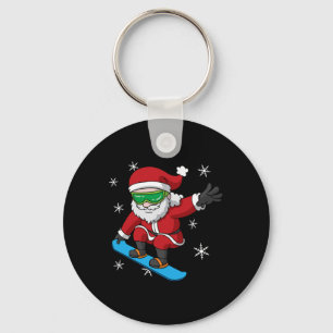 Snowboarder Christmas Santa Claus Snowboard Snowbo Key Ring