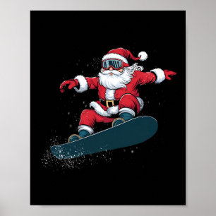Snowboarder Christmas Santa Claus Snowboard Snowbo Poster