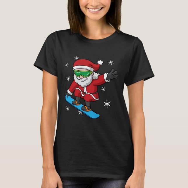 Snowboarder Christmas Santa Claus Snowboard Snowbo T-Shirt (Front)