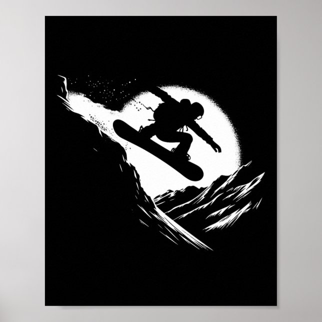 Snowboarder Cliff Snowboarding Snowboard  Poster (Front)