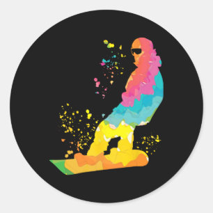 Snowboarder Colorful Snowboard Snowboarding 30 Classic Round Sticker