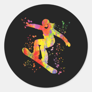 Snowboarder Colorful Snowboard Snowboarding 7  Classic Round Sticker