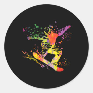 Snowboarder Colourful Snowboard Snowboarding 12  Classic Round Sticker