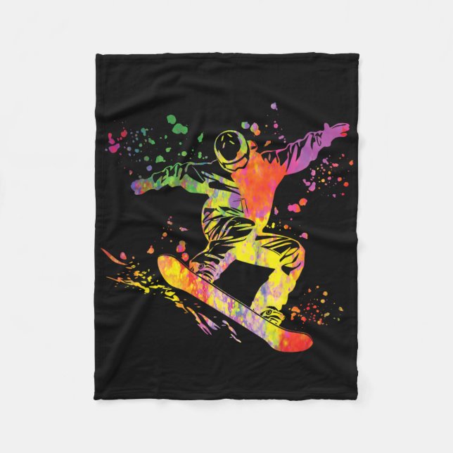 Snowboarder Colourful Snowboard Snowboarding 12  Fleece Blanket (Front)