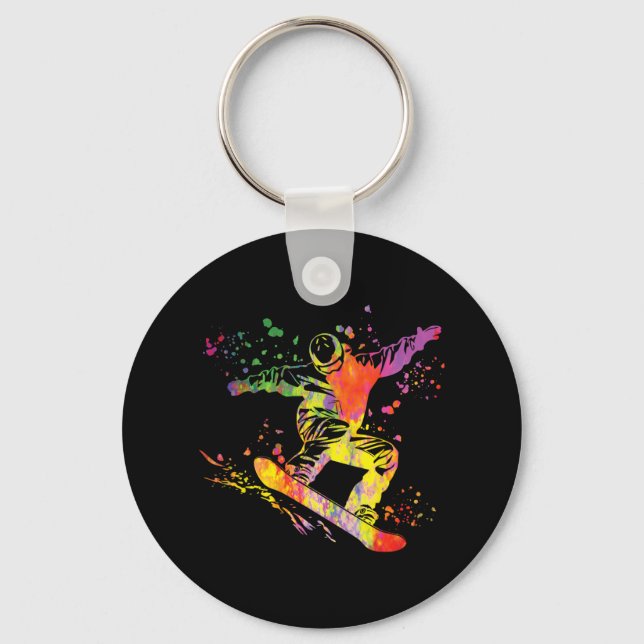 Snowboarder Colourful Snowboard Snowboarding 12  Key Ring (Front)