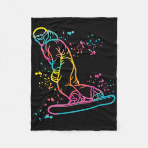 Snowboarder Colourful Snowboard Snowboarding 16 Fleece Blanket