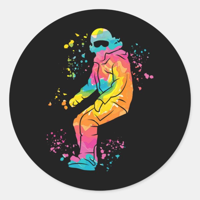 Snowboarder Colourful Snowboard Snowboarding 19  Classic Round Sticker (Front)