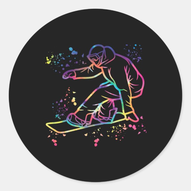 Snowboarder Colourful Snowboard Snowboarding 1  Classic Round Sticker (Front)