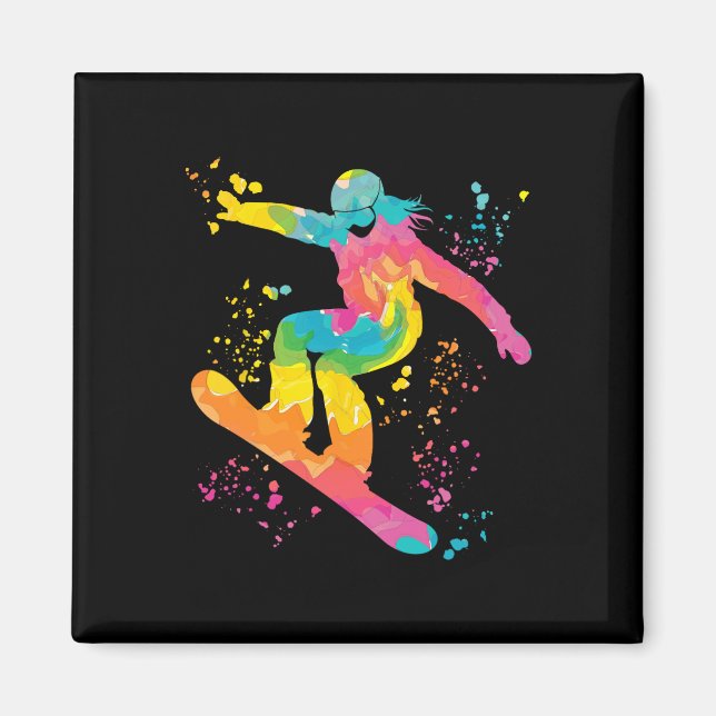 Snowboarder Colourful Snowboard Snowboarding 22  Magnet (Front)
