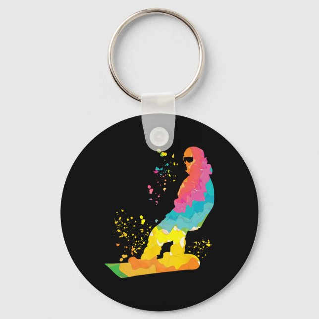 Snowboarder Colourful Snowboard Snowboarding 30  Key Ring (Front)
