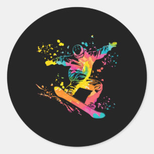 Snowboarder Colourful Snowboard Snowboarding 43  Classic Round Sticker