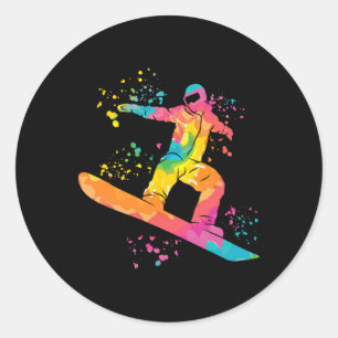 Snowboarder Colourful Snowboard Snowboarding 44 Classic Round Sticker