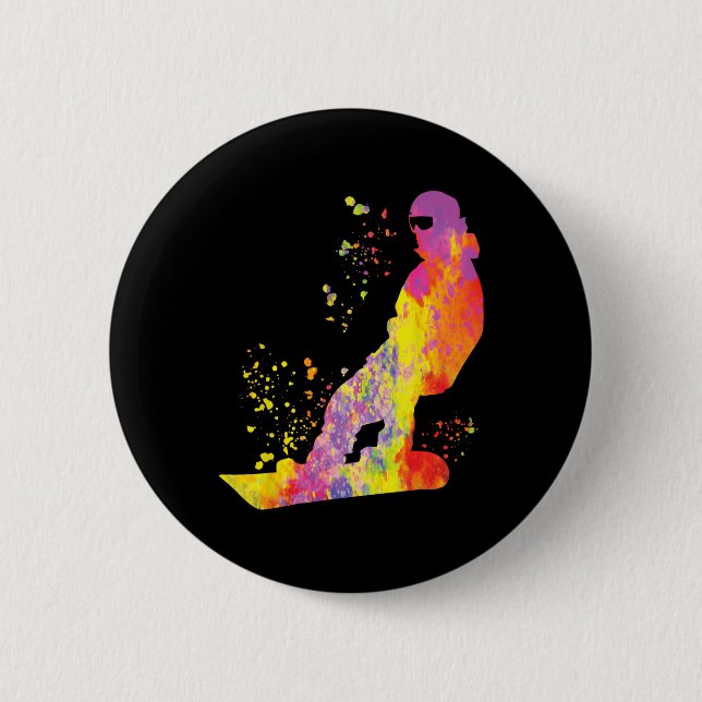 Snowboarder Colourful Snowboard Snowboarding 6  6 Cm Round Badge (Front)
