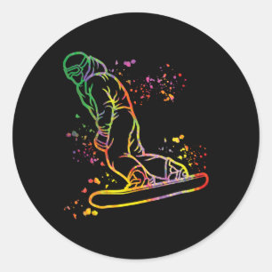 Snowboarder Colourful Snowboard Snowboarding 8  Classic Round Sticker