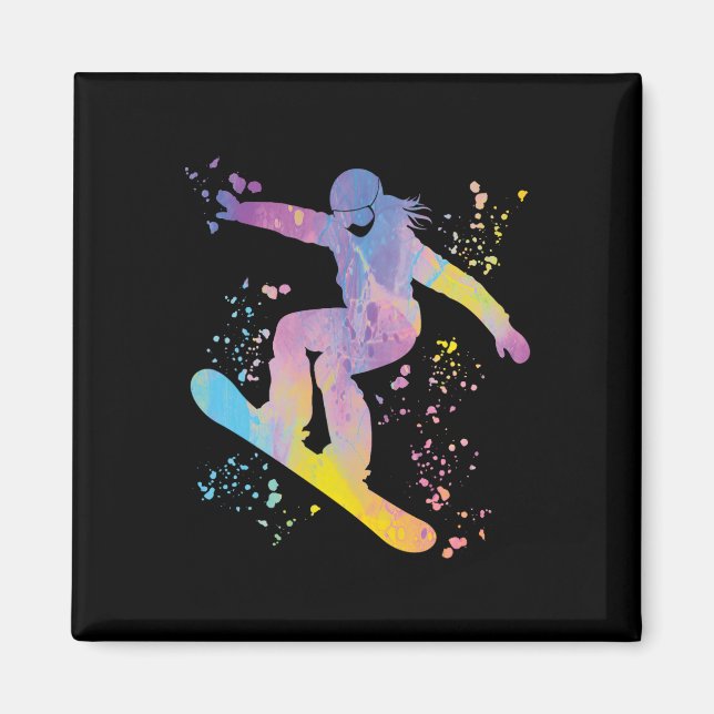 Snowboarder Colourful Snowboard Snowboarding &#   Magnet (Front)