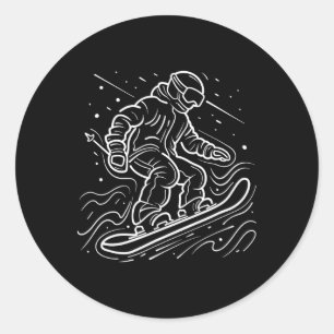 Snowboarder Drawing Snowboarding Lessons  Classic Round Sticker